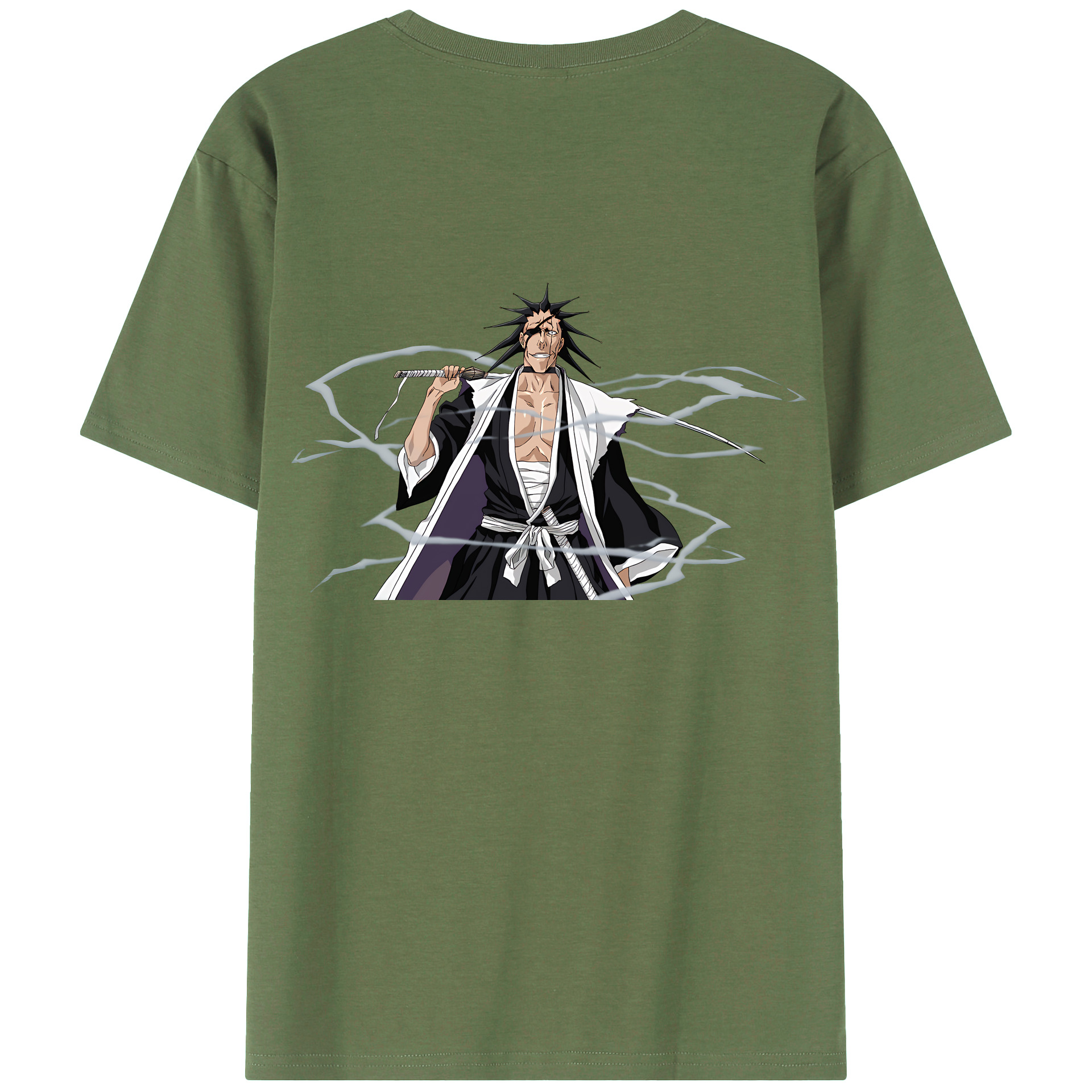 （画像用） ブリーチ ざらき けんぱち BLEACH Zaraki Kenpachi 綿100％ メンズ半袖Tシャツ（バックプリント） 通気性